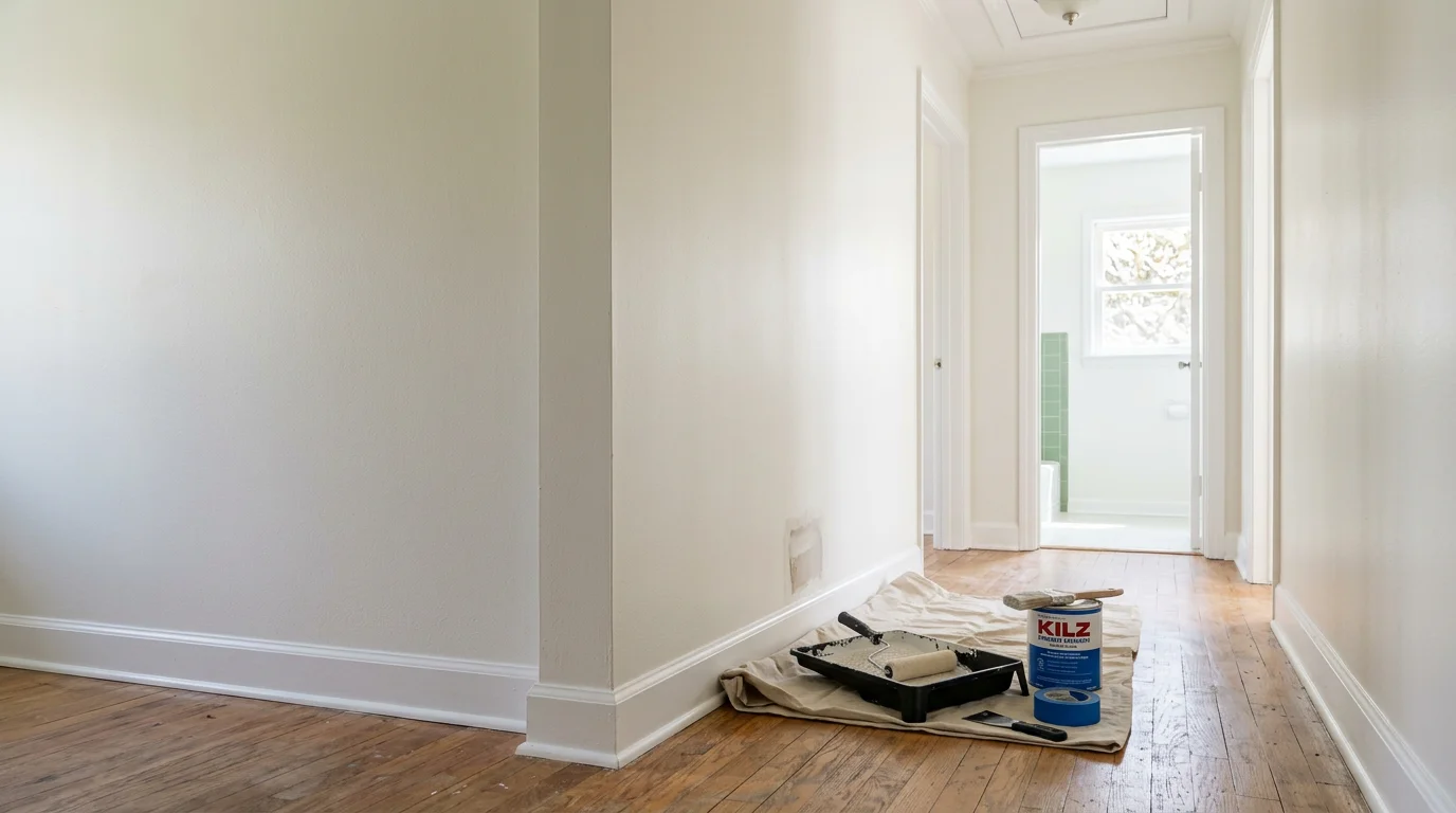 Freshly painted interior walls and trim inside a single-family home in Ruston, Louisiana, showing clean edges and an even finish throughout the room.
